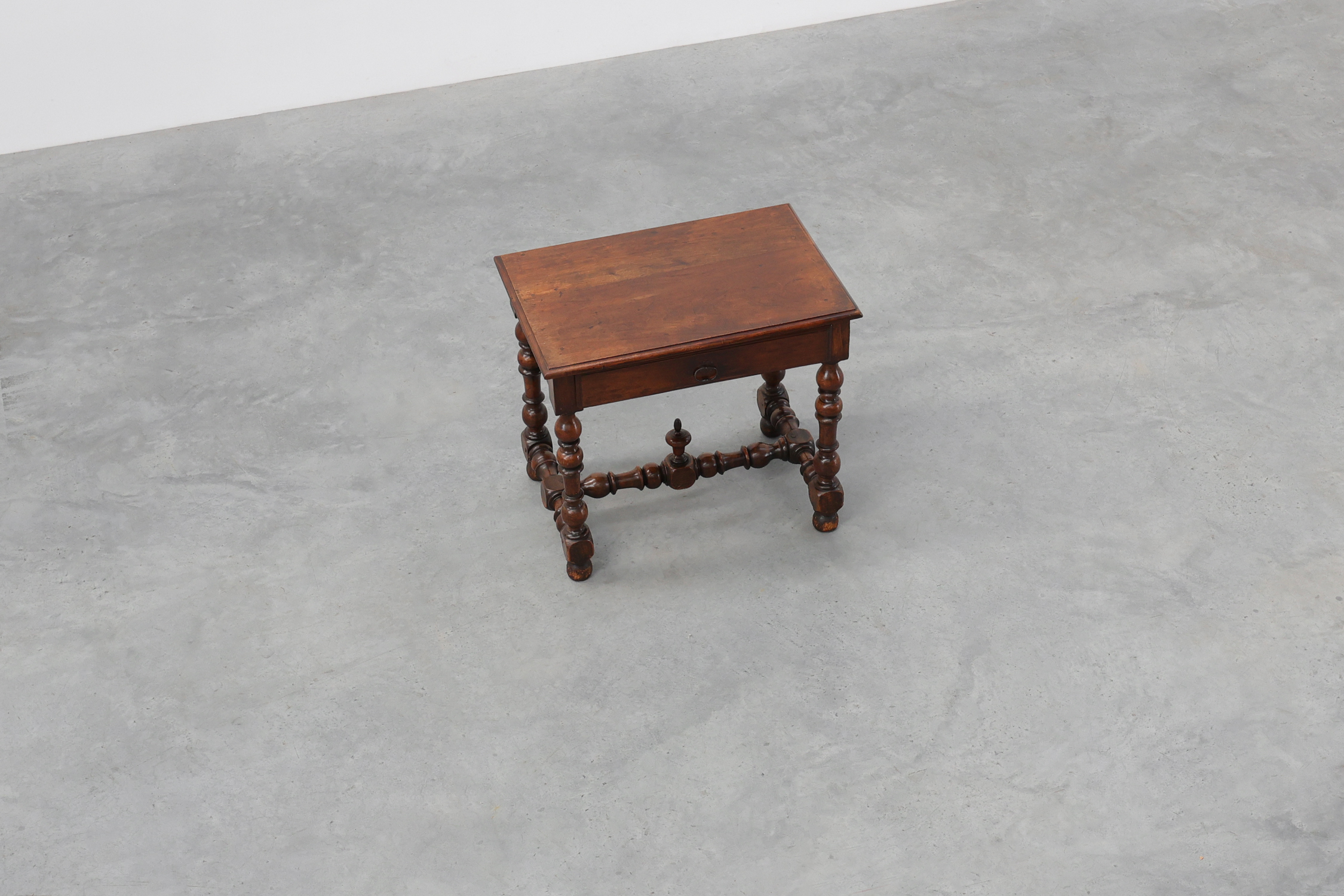 French Louis XIII Walnut Side Table with Drawer and Turned Legs, circa 1850thumbnail